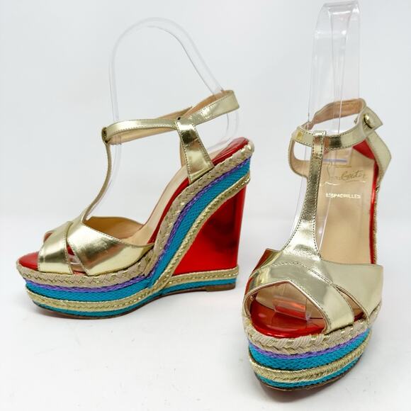 Christian Louboutin Shoes - Christian Louboutin Marina Leige 140 Red Specchio Wedge Sandal